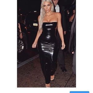 Black leather dress